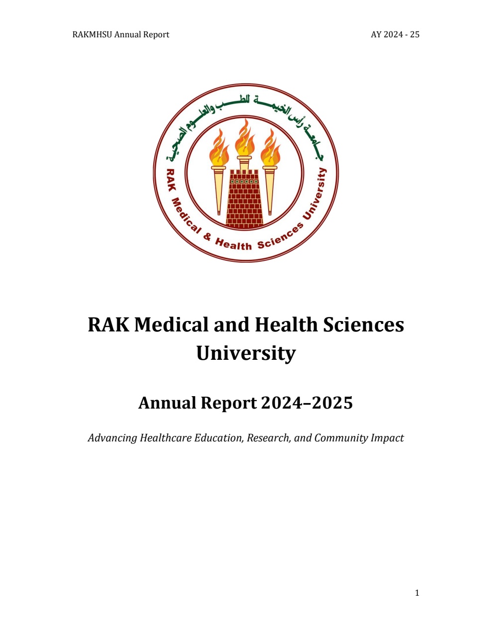RAKMHSU Annual Report 2024-25 — page 1