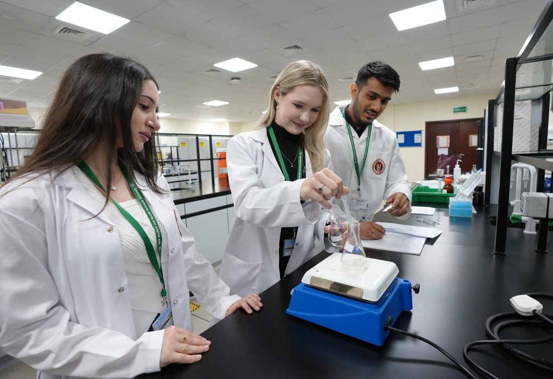 RAKMHSU students conducting laboratory research