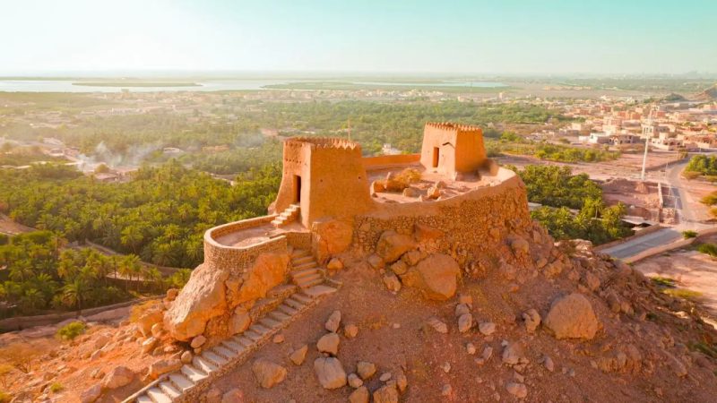 Dhayah Fort overlooking the mangroves and coast of Ras Al Khaimah