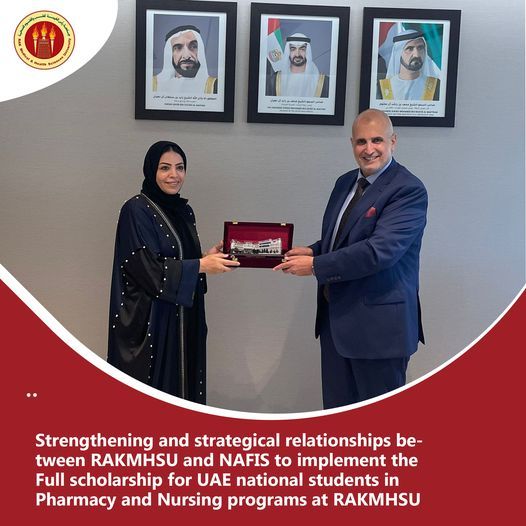 RAK MHSU and Nafis to implement the Full scholarship for  UAE  national students in Pharmacy and Nursing programs at RAKMHSU for the academic year 2023-24 — photograph 1 of 1