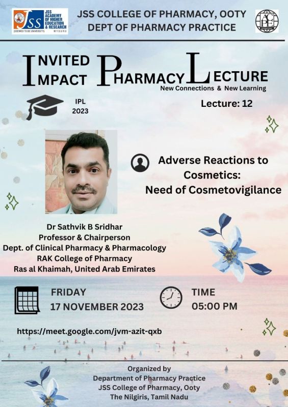 Invited as guest Speaker to deliver a lecture on Adverse Reactions to Cosmetics: Need of Cosmetovigilance — photograph 3 of 3