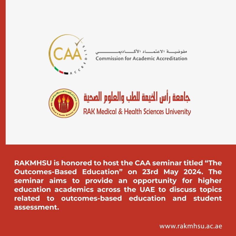 RAKMHSU is honored to host the CAA seminar titled “The Outcomes-Based Education” on 23rd May 2024 — photograph 1 of 10