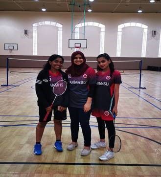 RAKMHSU got the first Place in badminton girls tournament all over UAE — photograph 2 of 4