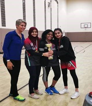 RAKMHSU got the first Place in badminton girls tournament all over UAE — photograph 3 of 4