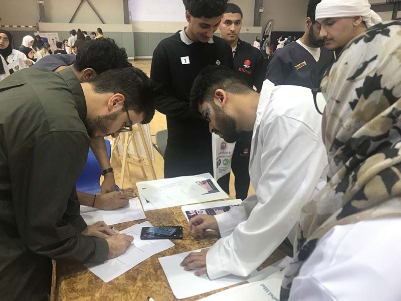 Health Check-up Campaign for grade 12 school students organized by RAKMHSU in the University sports complex — photograph 1 of 5