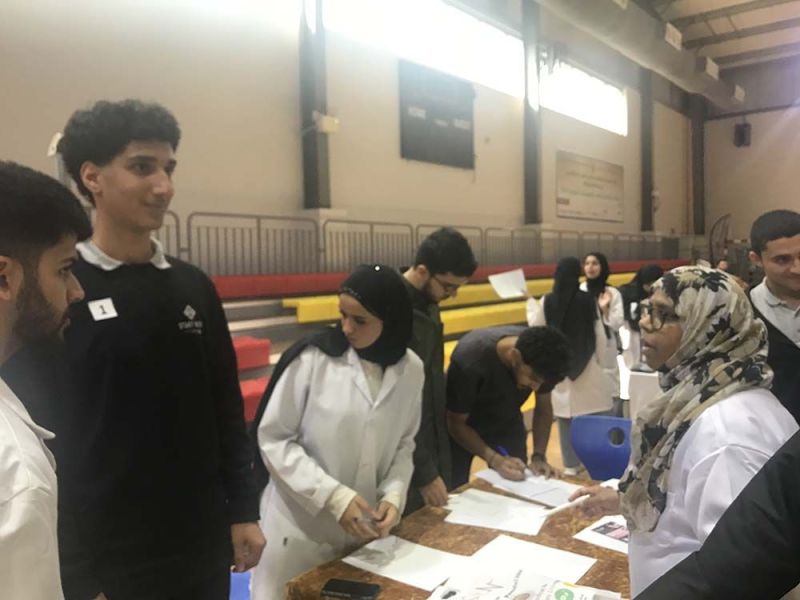 Health Check-up Campaign for grade 12 school students organized by RAKMHSU in the University sports complex — photograph 2 of 5