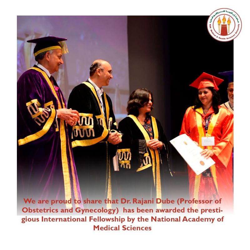 Dr. Rajani Dubem from RAKCOMS, has been awarded the prestigious International Fellowship by the National Academy of Medical Sciences (NAMS) — photograph 2 of 3