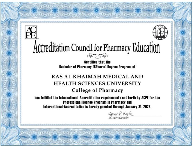 RAK Medical and Health Sciences University’s College of Pharmacy Earns Prestigious International Accreditation — photograph 1 of 1