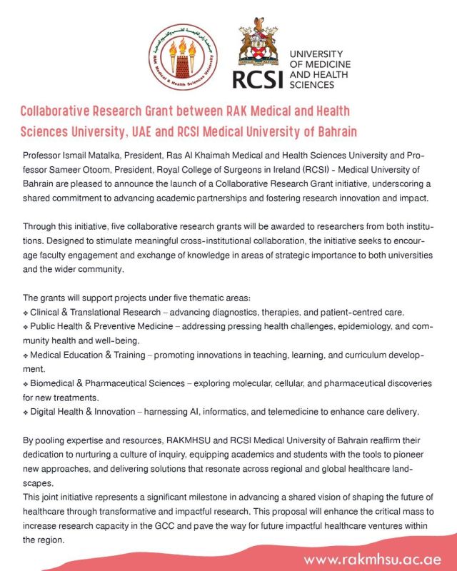 Collaborative Research Grant between RAK Medical and Health Sciences University, UAE and RCSI Medical University of Bahrain — photograph 3 of 3